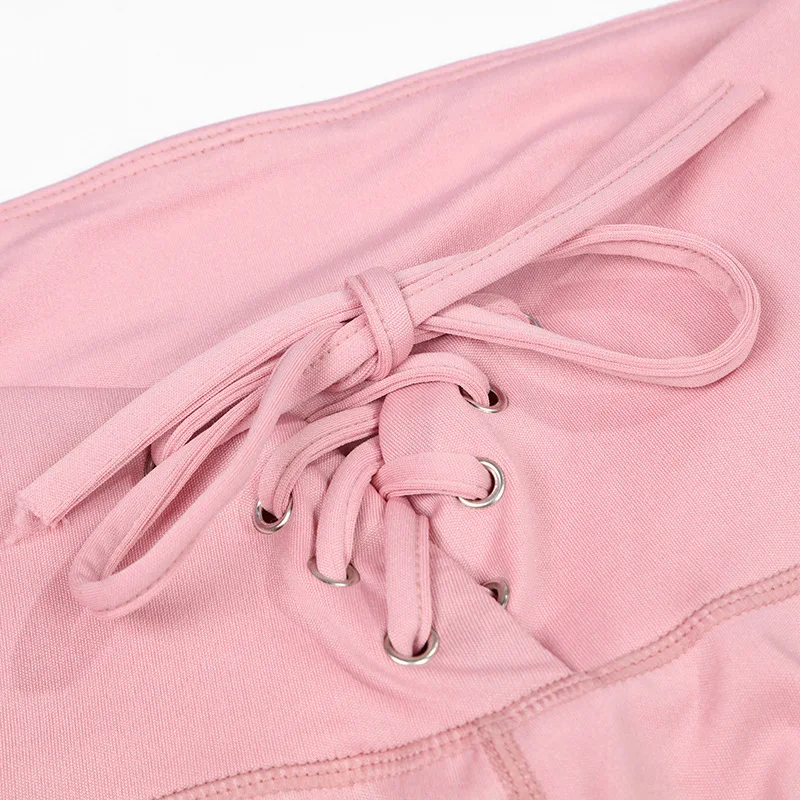 

Ladies Cross Bandage Drawstring Capri Legging Stretch High Waisted Workout Push Up Leggings Gym for Women Joggers Sweatpants