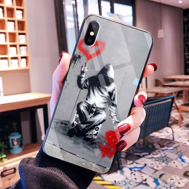 

HUAGETOP Street Art Banksy Graffiti phone Case cover Tempered Glass For iPhone 11 Pro XR XS MAX 8 X 7 6S 6 Plus SE 2020 case