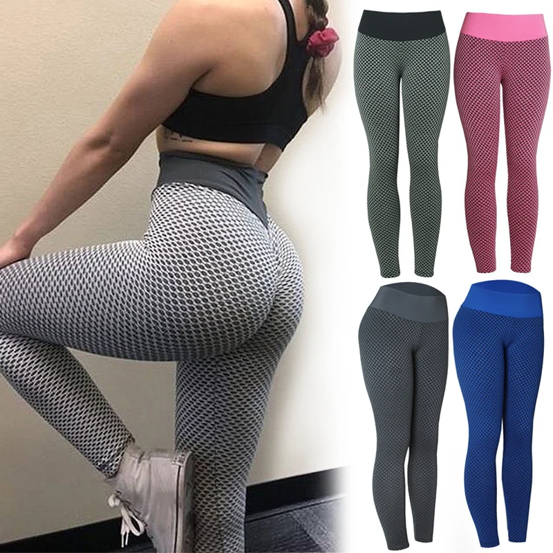 

2021 Women Sport Yoga Pants Tight Leggings High Waisted Textured Ruched Butt Lifting Anti Cellulite Workout Tights NYZ S