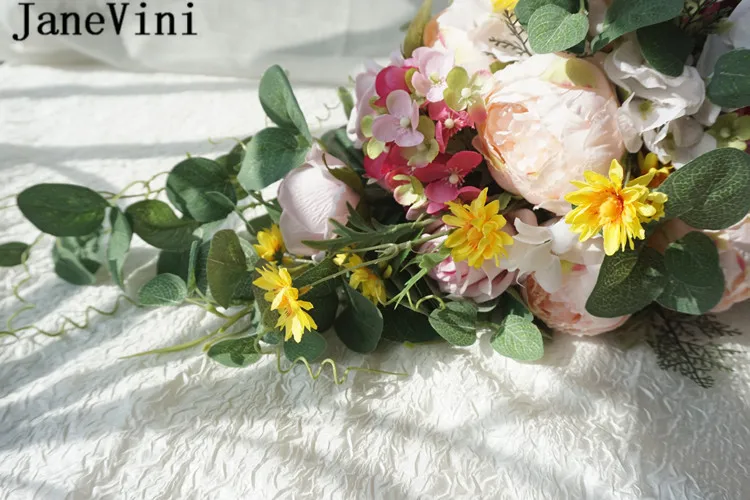 JaneVini 2020 Шелковый букет невесты искусственные цветы водопад цвета шампань