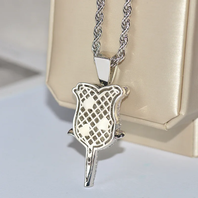 

14K Gold color 1 Carat Diamond Necklace Natural Bizuteria Gemstone Pendant for Women Rose Shape Personalized Hiphop Necklace