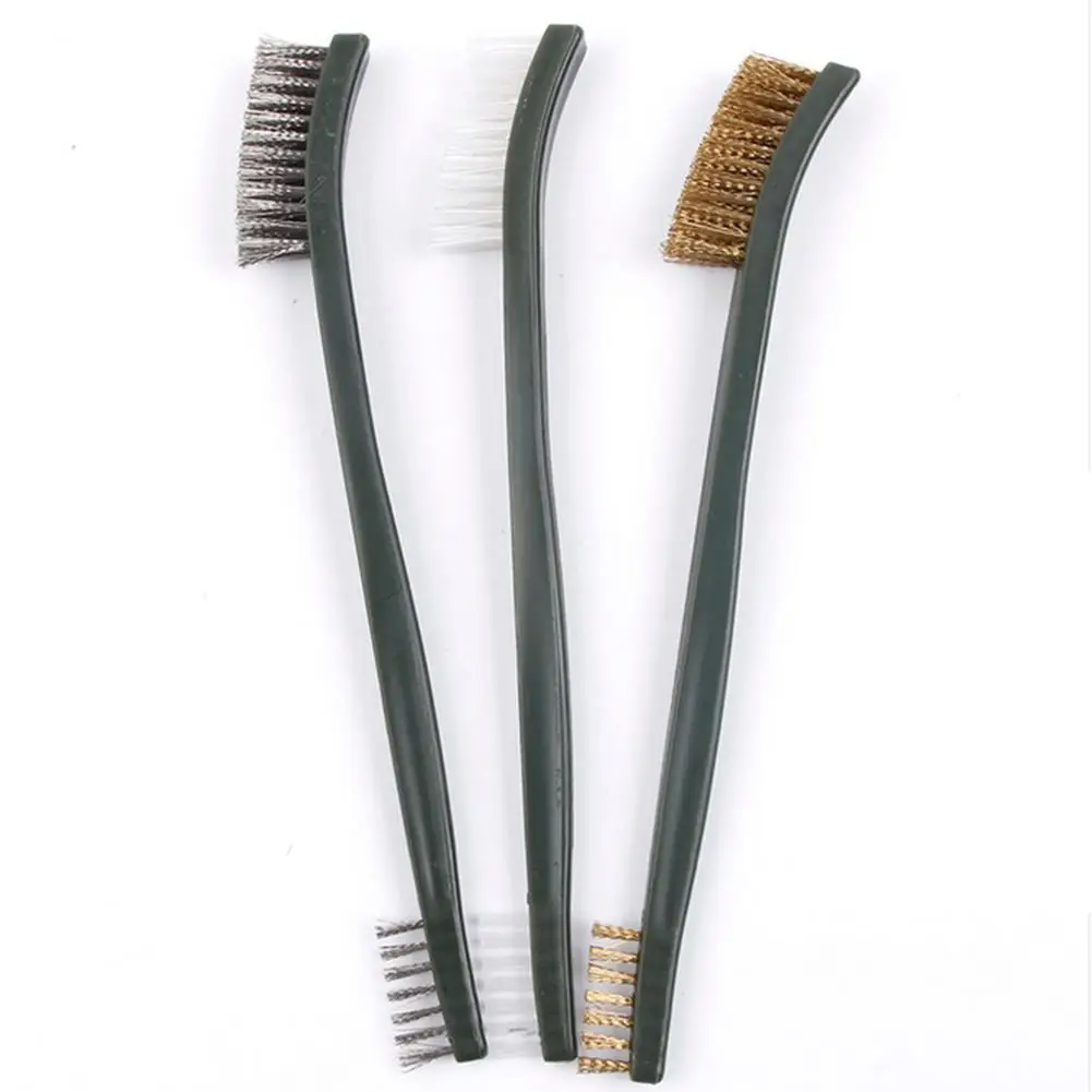 

3PCS Mini Wire Brush Set Steel Brass Nylon Clean Polished Metal Rust Proof Tool Set Steel Brass Nylon Cleaning Metal Rust Brush