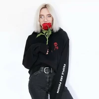 women people are poison sleeve embroidery rose hoodie sweatshirt blouse tops