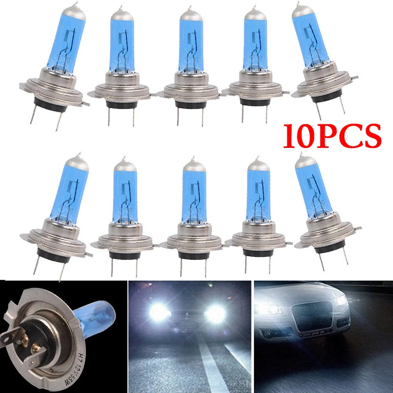 

10pcs H7 12V 55W Xenon LED Headlight Bulb White 6000K Halogen Car Headlights Lamp Bulb Car Headlight Replacement