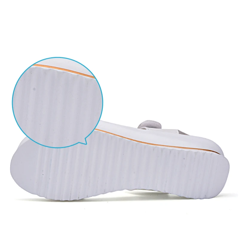 Сандалии женские кожаные на платформе мягкие удобные босоножки танкетке с