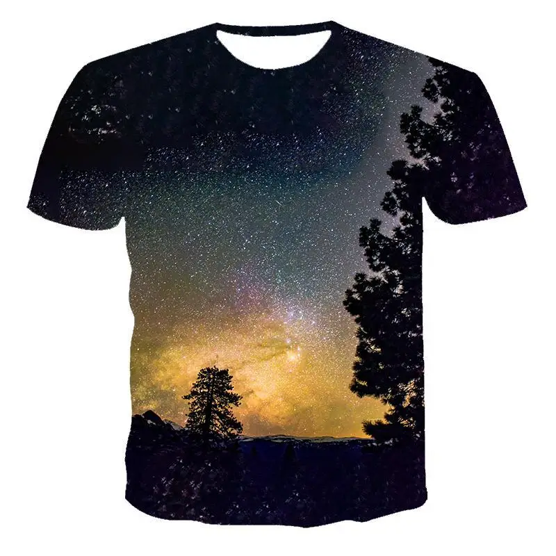 

New T-Shirt Men'S High-Quality Men'S And Women'S T-Shirts Night Starry Sky Short Sleeve 3d Printing Pattern Handsome T-Shirt