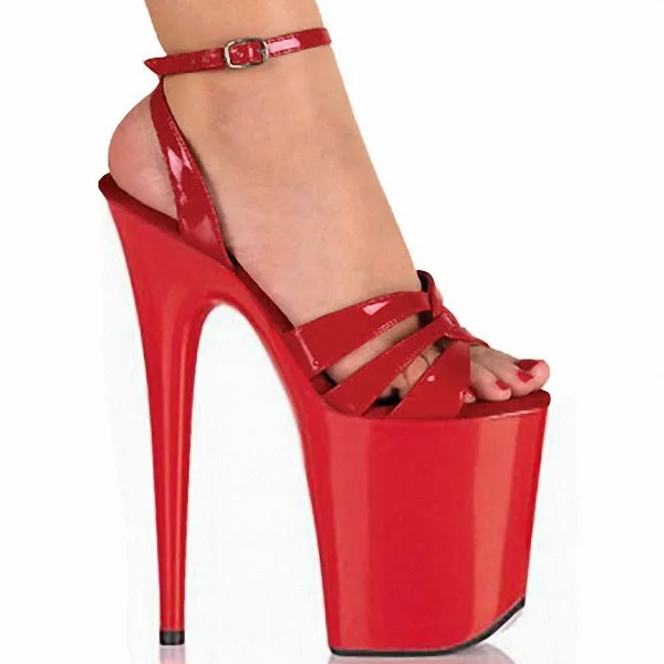 

trend red super high heels bridal shoes 20cm fashion sandals runway women's shoes