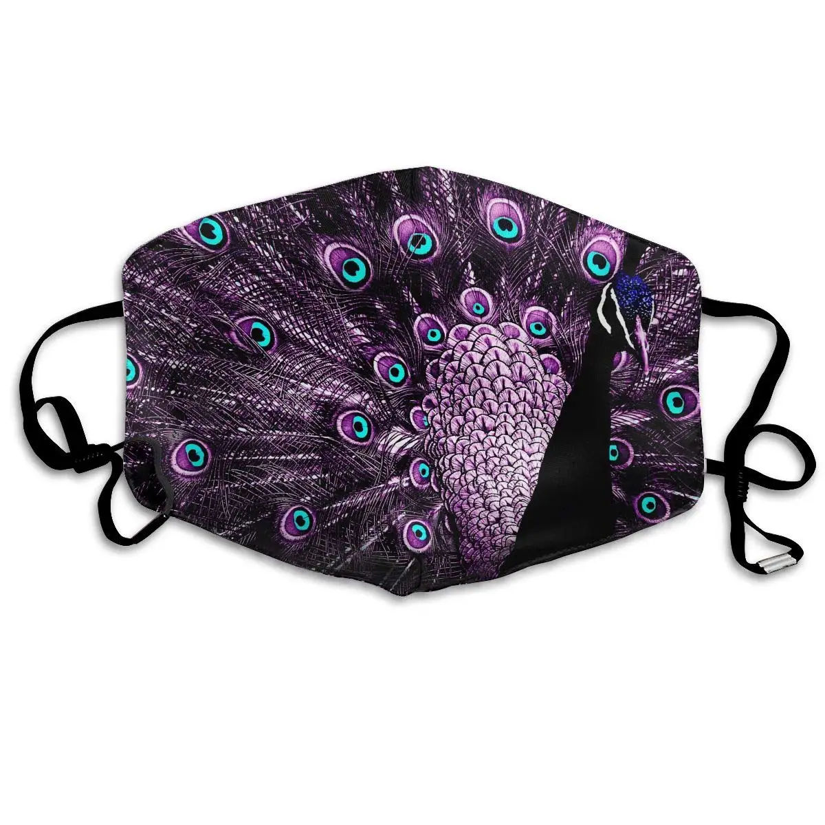 

Unisex Print Mouth Mask - Beautiful Purple Peacock Graphics Polyester Anti-dust Mouth-Muffle - Fashion Washed Reusable Face