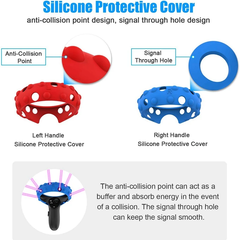 

AMVR OOM Table Tennis Paddle Grip Handle Left & Right Silicone Protective Cover Rings for Quest Rift S Tennis VR Game