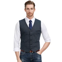 men vest tops slim fit v neck single breasted handkerchief hem solid color business party office work wear waistcoat vest coat