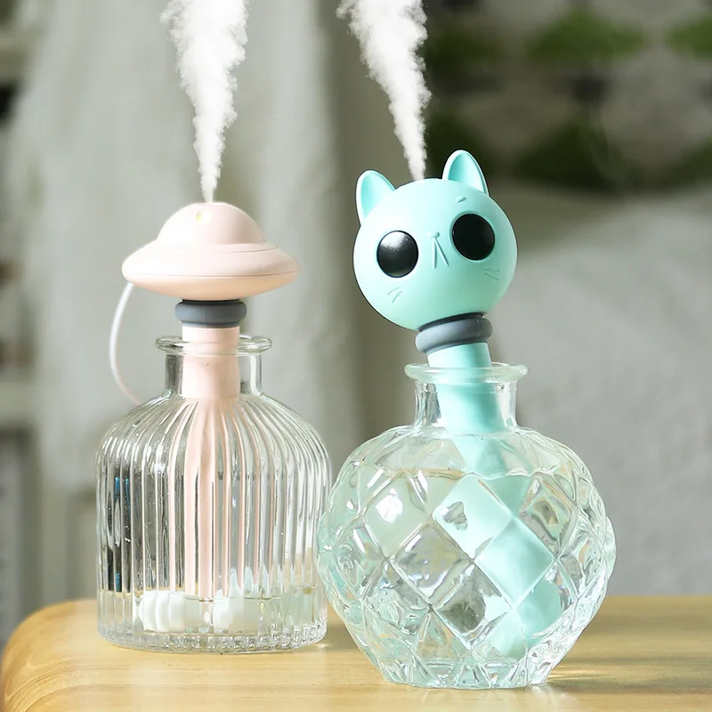 

New Cat/UFO Portable Mist Humidifiers USB Powered Household Humidifier Mini Led Night Light Mineral Water Bottle Humidifier