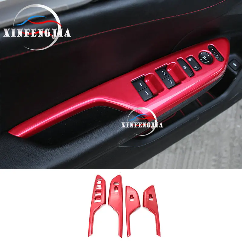 

For Honda Civic 16-19 4PCS Red Door Carbon fiber door handrail decoration sticker