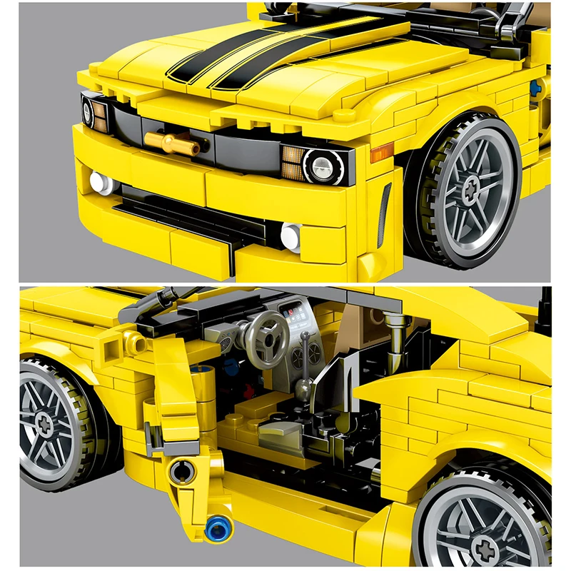 558 шт. Bumblebee Camaro спортивные строительные блоки для автомобилей, подходят для техники, гоночных автомобилей, супермашин, Playmobil, кирпичи, детские подарки для мальчиков и девочек
