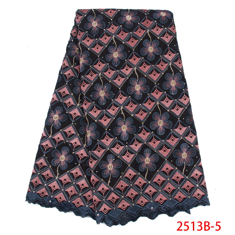 High Quality African Lace Fabric 2019 Latest Design Swiss Voile Cotton with Stones for Party Dress KS2513B-1 | Аксессуары для