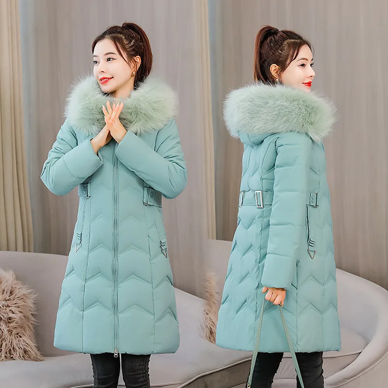 Winter Clothes Clothing for Women 2021 Winter New Mid-length Slim-fitting with Large Fur Collar Down Padded Jacket