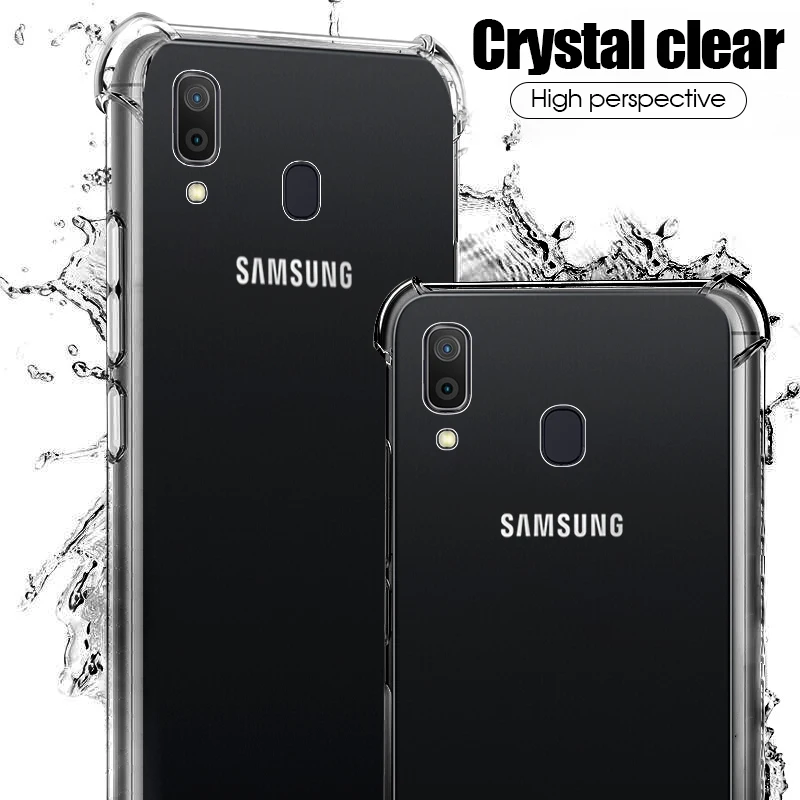Противоударный мягкий чехол для телефона Samsung A10 A20 A30 A40 A50 прозрачный силиконовый