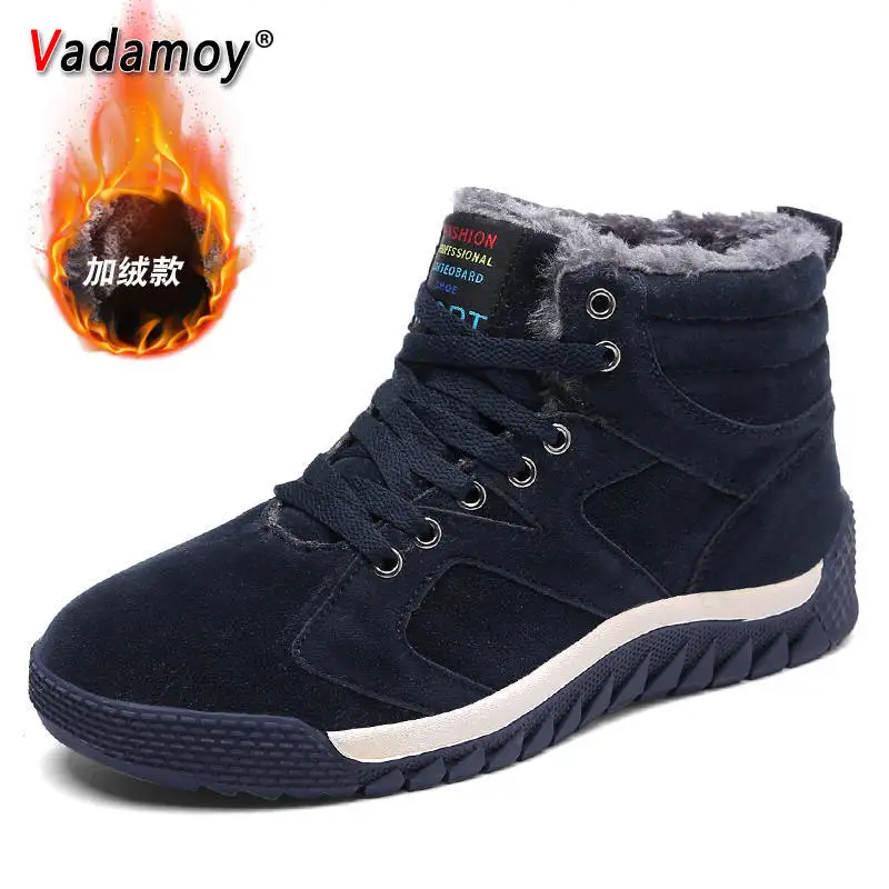 Men Shoes Winter Casual Boots for Men Fur Lace Up Warm Snow Boots Outdoor Fashion Flat Mens Shoes Big Size 47 Scarpe Uomo 43