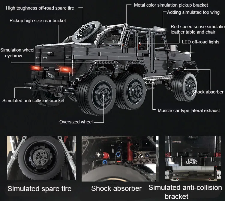 Строительный блок в сборе игрушка внедорожник Mercedes-Benz большой g6x6 модель автомобиля moc строительный блок G63 подарок для мальчика