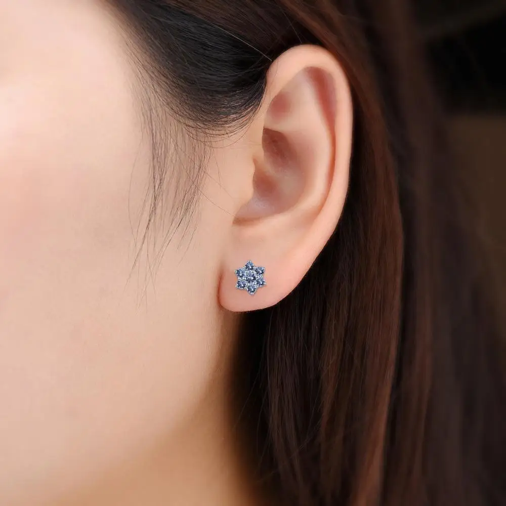 

Hutang Genuine Tanzanite 925 Silver Stud Earrings Solid 925 Sterling Silver Purple Gemstone Fine Elegant Jewelry for Women Girls