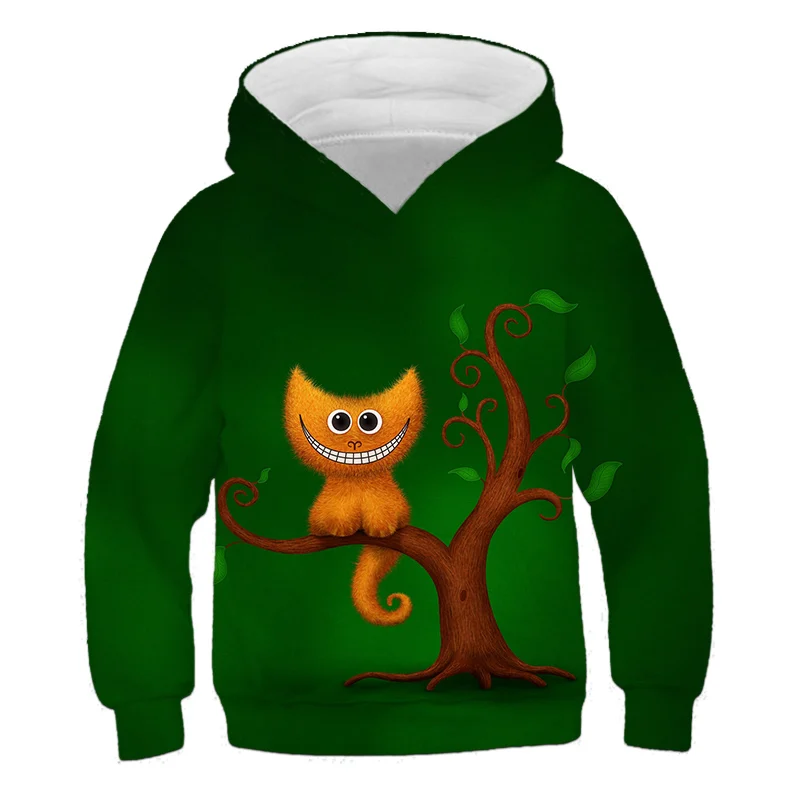 

Children's 3D printed hoodie animal anime cat 4-14 years old children's sports sweater youth students casual long-sleeved pullov
