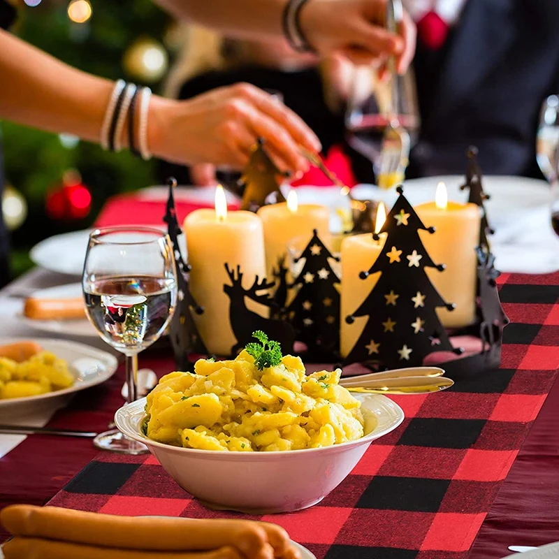 

2 Pcs Tablecloths Black and Red Plaid Fashion Design for Family Dinner Christmas Birthday Party Table Home Decoration