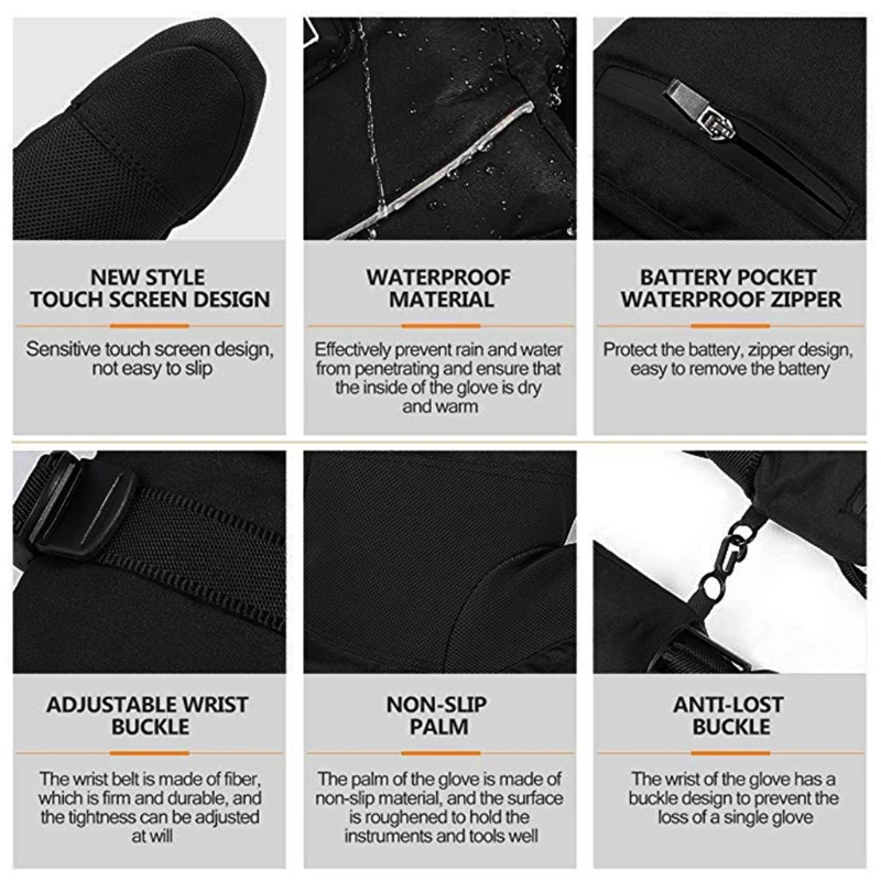 

Men Women Winter Electric Heated Gloves with Reflective Strip Battery Powered
