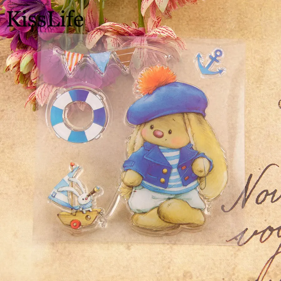 1 Sheet Cute Rabbits Swimming Laps Ship Clear Ribber Stamps for Scrapbooking Card Making Christmas Album Decors | Дом и сад