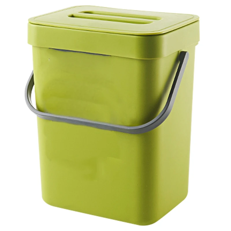 

Green Trash Can Under Sink Trash Bin Plastic Basket Hanging Waste Bin Bathroom Office Waste Cubo Basura Compost Bin with Lid E5