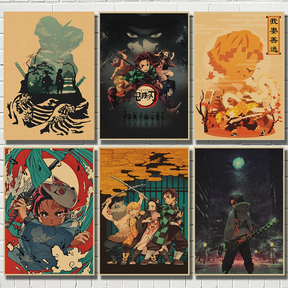 

Японское аниме, постеры для дома, бара, комнаты, наклейки на стену, рассекающий демонов, киметасу, no Yaiba