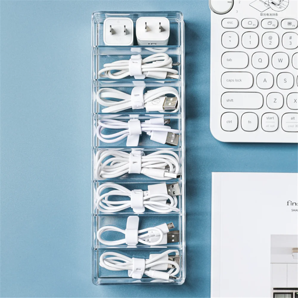 

Transparent Visual Desktop Data Cable Separation Storage Box Mobile Phone Charging Earphone Cable Power Cord Sorting And Fixing