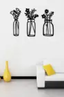 3 шт. ваза, цветок, деревянная рама, лазерная резка, Настенный декор, подвесное настенное украшение, офисный лаунж, элегантный дизайн, черный декор, современный