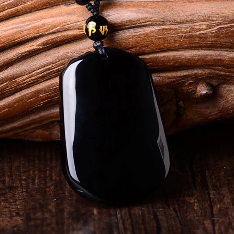 

Natural Black Obsidian Beads Necklace Hand-Carved Zodiac Pig Jade Pendant Fashion Charm Jewellery Lucky Amulet Gifts for Women