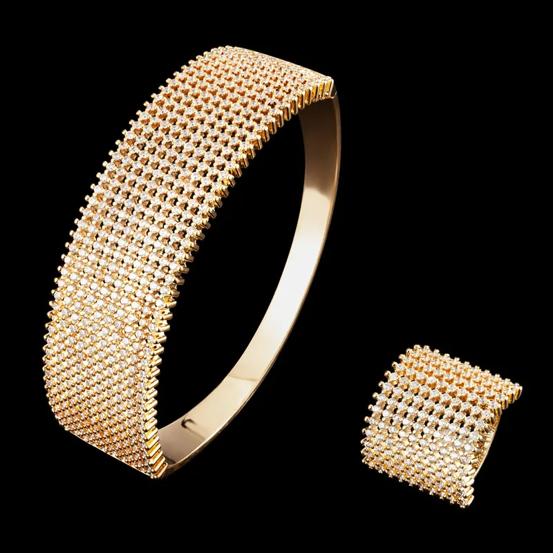 

Zlxgirl ювелирные изделия 2 шт. браслет с кольцом наборы для женщин медные Свадебные Ювелирные наборы браслет и кольцо женский браслет наборы