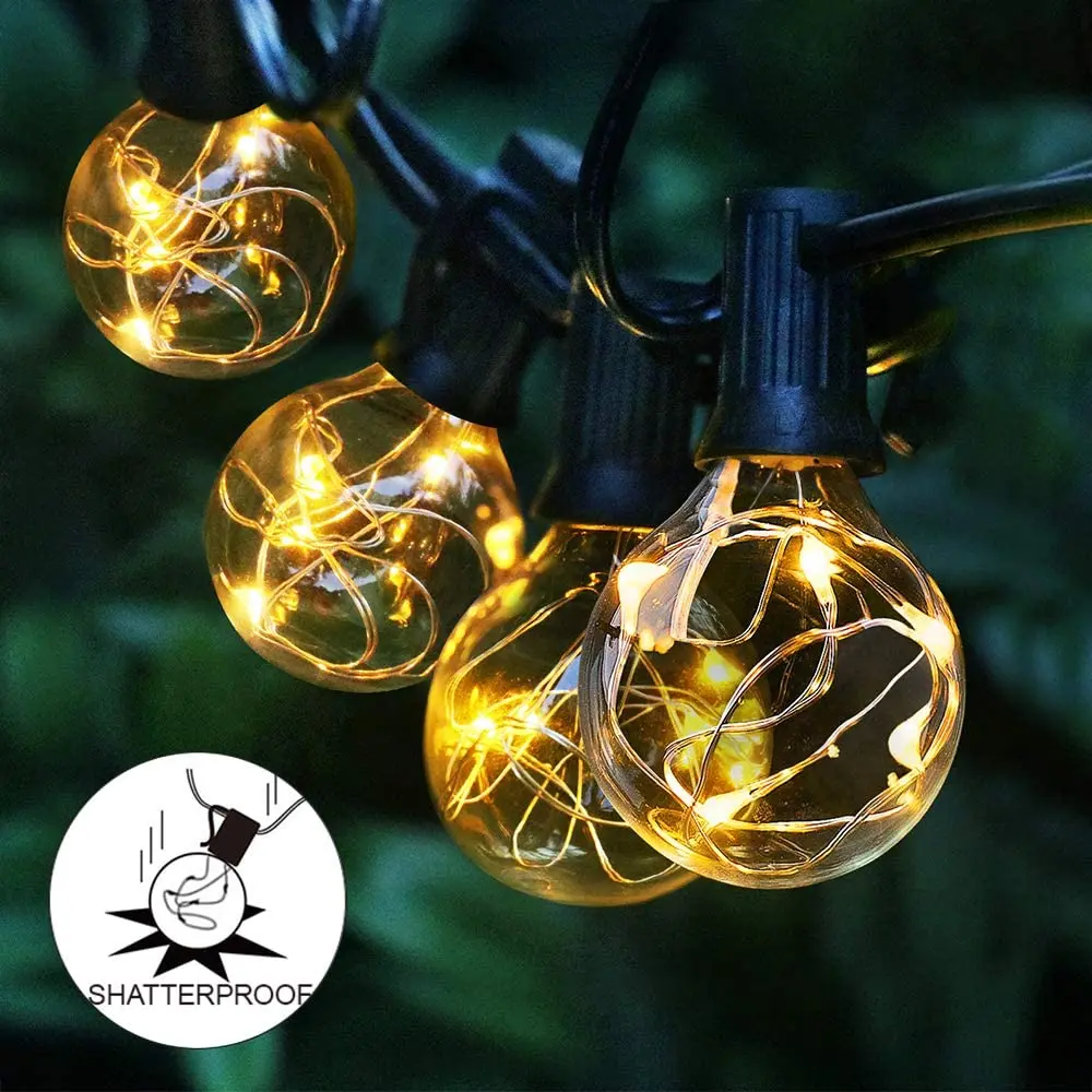 

25PCS Vintage String Light Christmas G40 Globe Festoon Bulb Fairy String Light Outdoor Party Garden Garland Wedding Decorative
