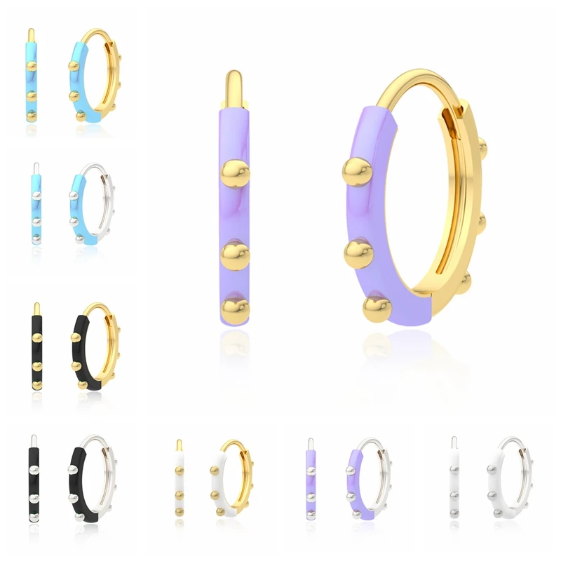 

BOKAO Earrings 2021 Trend Pendientes Plata 925 Purple Enamel Drop Earrings Piercing Pendientes Woman Jewelry Bijoux Femme