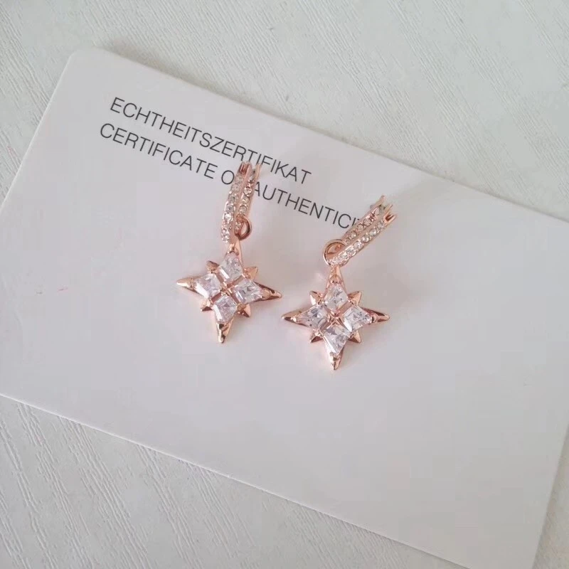 Модные серьги-подвески с цирконием AAA и звездой снежинками из чистого серебра 925