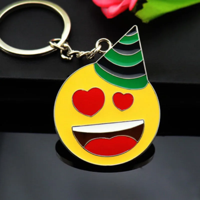 Мультфильм брелок Рождество Diy смайлик лицо Pom pom ПВХ сумки брелки для ключей цепь нейтральный пом брелок на подарок красный - Цвет: Красный