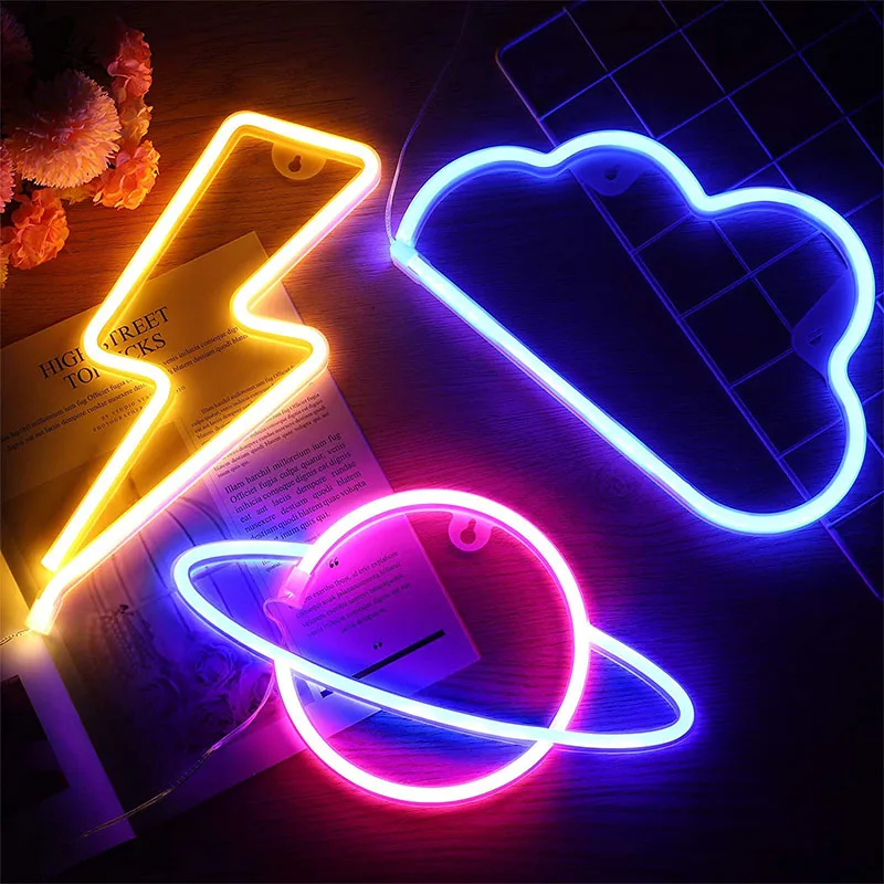 

USB LED Neon Light Creative Sign Wall Art Bedroom Decor Rainbow Hanging for Room Home Party Wedding Gift Night Lamp