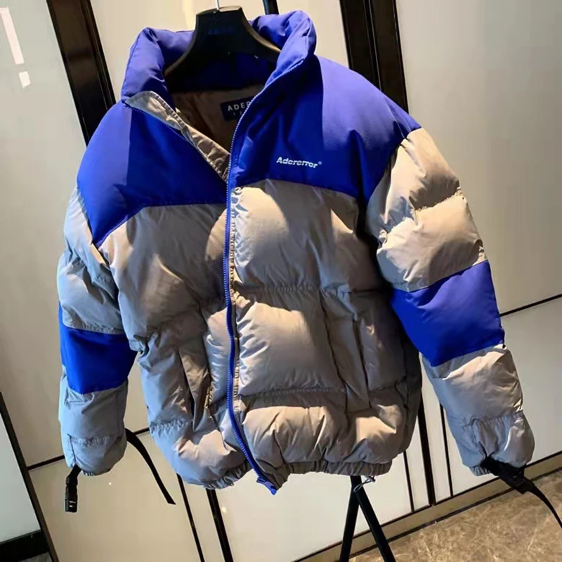 

2021 Autumn and Winter New Fashion Brand Design Sense Color Stand Collar Hooded Fashion White Duck Down Couple Down Jacket