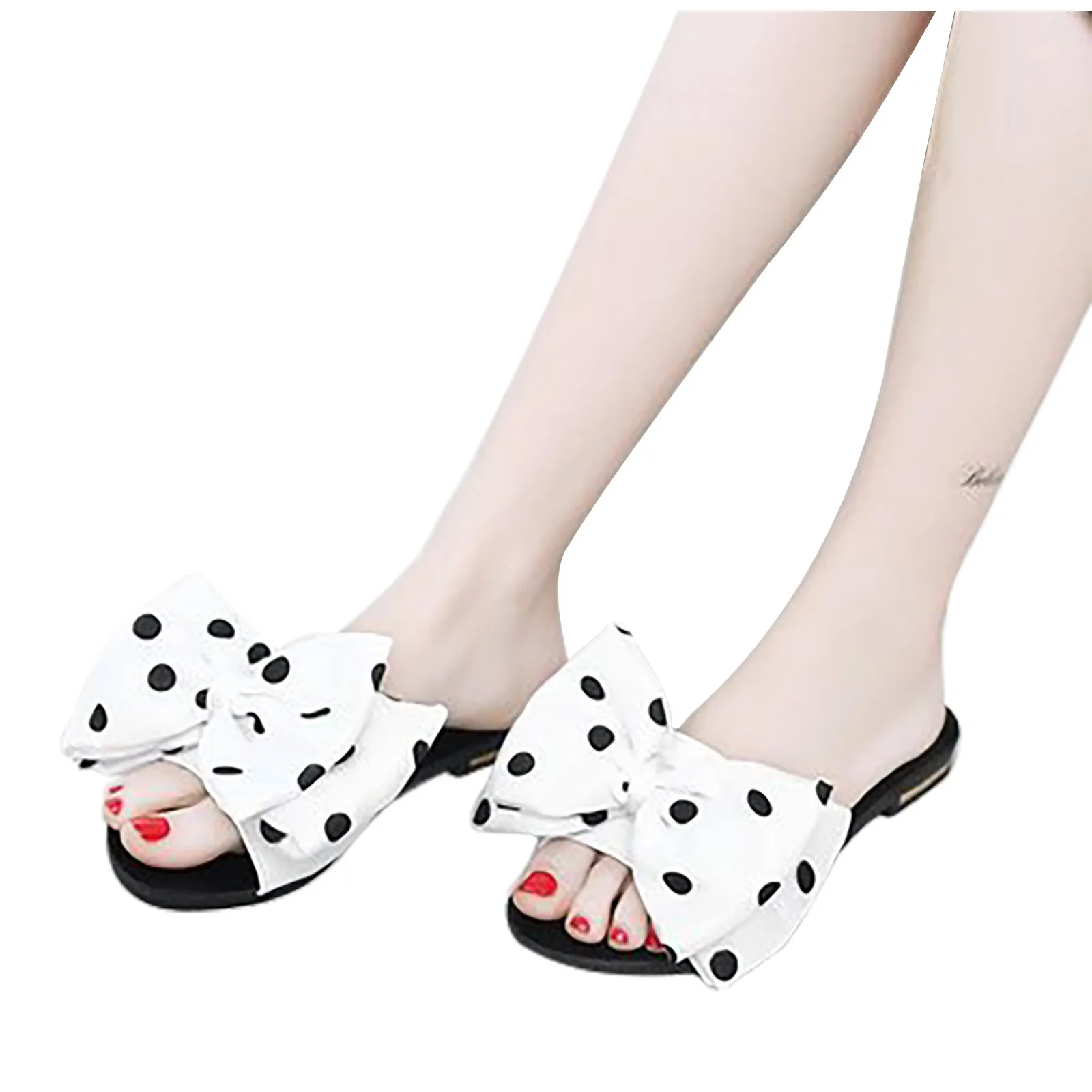 Женские тапочки с бабочкой и бантом Летняя женская обувь на танкетке полосатые