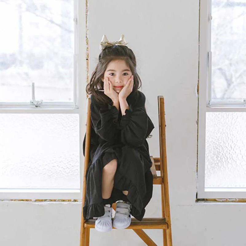 Girls Dress 2019 Autumn Solid Cotton Kids Flare Children Girl Casual Cute Dresses Toddler Teen Clothes | Детская одежда и обувь