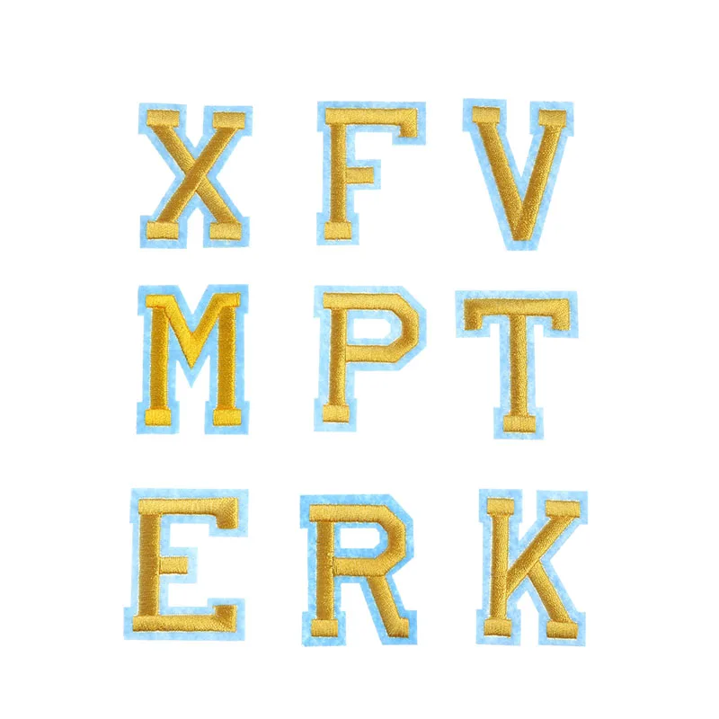 1 шт. вышивка с надписью на английском языке Золотая буква синее затенение