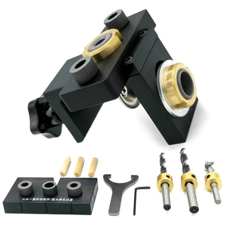 

Hot YO-3 in 1 Adjustable Doweling Jig Woodworking Pocket Hole Jig with 8/15mm Drill Bit for Drilling Guide Locator