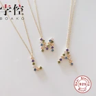 Цепочка до ключицы BOAKO с красочными буквами, ожерелье из стерлингового серебра 925 пробы для женщин, ювелирные изделия 2020, ожерелье-чокер, ошейник, бижутерия