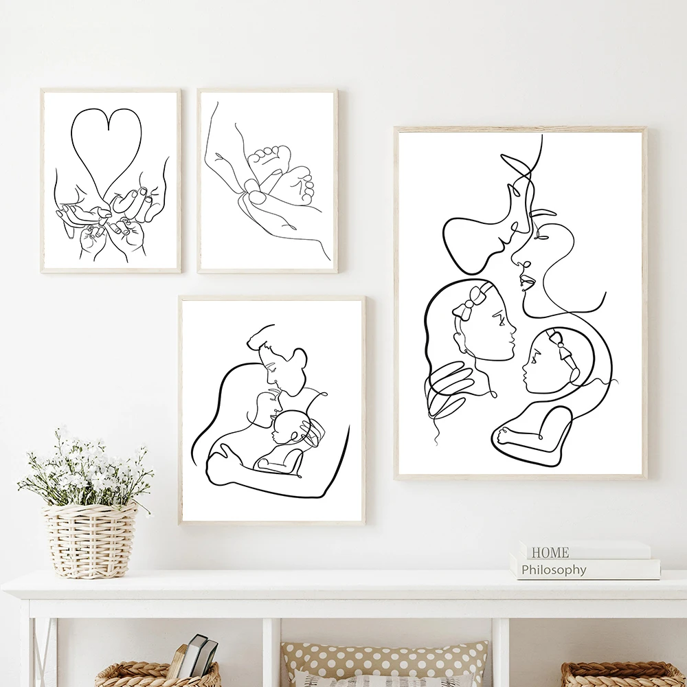 Скандинавская линия художественные плакаты семейная любовь Бабочка детский