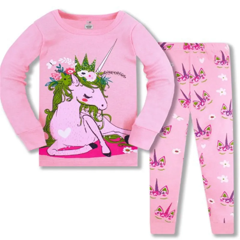 

Cotton Cartoon Pajamas Set for Girl Unicorn Girl Pajamas Set Baby Girls Long Sleeve Toddler Clothes Kids Sleepwear