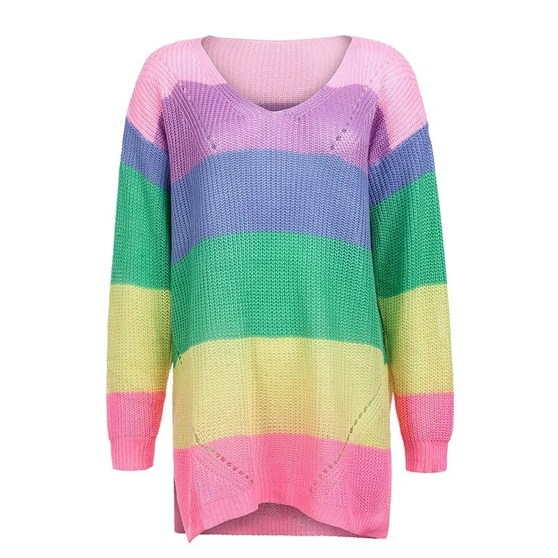 

2020 Autumn/winter cover rainbow long-sleeved sweater for women to keep warm against the cold woman sweaters cardigan women