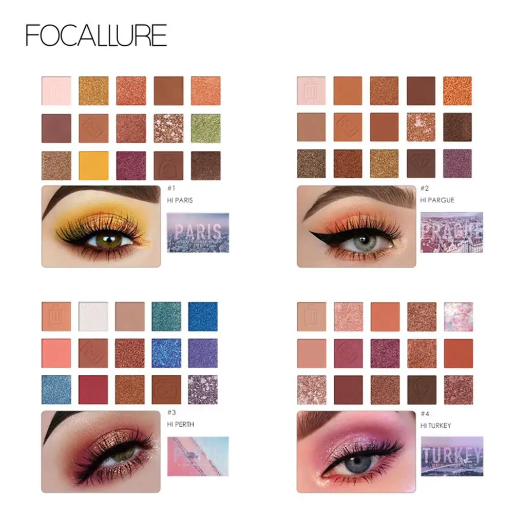 FOCALLURE Matte блестящие тени для век 12/15/16 цветов пигментные Палитра