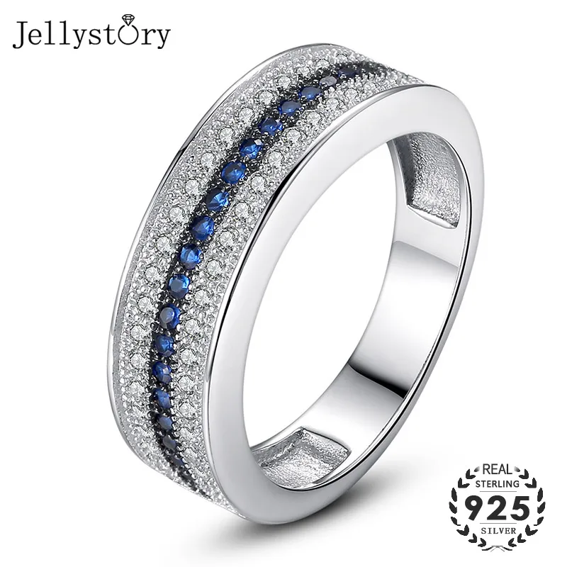 Jellystory 925 кольцо из стерлингового серебра с Круглое сапфировое циркон драгоценный