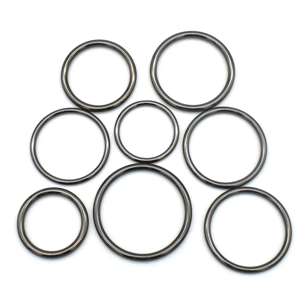 

Gunmetal O-Rings Round Ring Buckles Non Welded Alloy Loop Metal O Rings for Choker/Purse Strap Rings DIY Making 6pcs